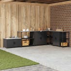 vidaXL Keukenopslag met plank met opslag Zwart 90 x 50 x 92, Huis en Inrichting, Verzenden, Nieuw