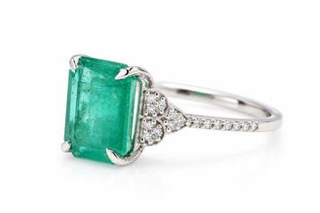 Zonder minimumprijs - Ring Platina - 3.11ct. tw. Smaragd -, Nieuw
