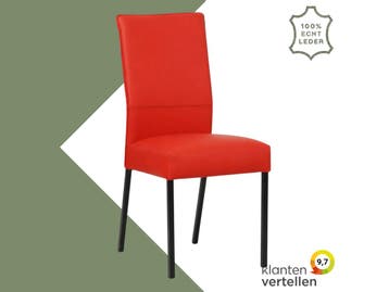 Leren eetkamerstoel Real - Toledo Ferrari (felrood) - Poten, Huis en Inrichting, Stoelen, Nieuw, Ophalen of Verzenden, Eén, Industrieel, Modern