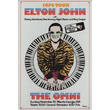 Wandbord -  Elton John The Omni Tour 1974, Nieuw