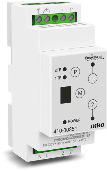 Niko Sans Fil 2 Canaux Rail Din Rf Récepteur - 410-00351, Verzenden