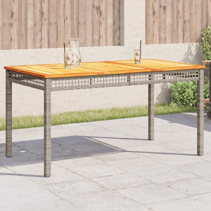 vidaXL Tuintafel 140x80x75 cm poly rattan en acaciahout, Tuin en Terras, Tuintafels, Nieuw, Verzenden