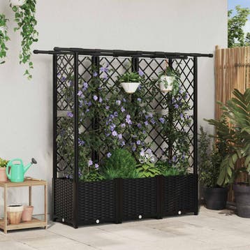 vidaXL Verhoogd Bed met Trellis en Dak Zwart 163,5 x 40 x, Verzenden, Nieuw