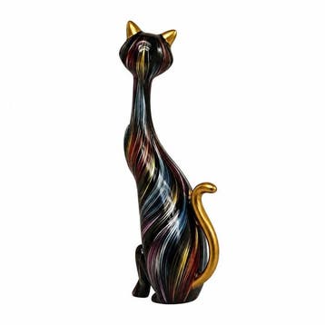 Beeldje - Long Neck Cat Figurine Modern Sculpture - Hars