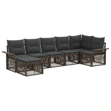 vidaXL Tuinbank Set 7 pcs Grijs poly rattan, Tuin en Terras, Verzenden, Nieuw