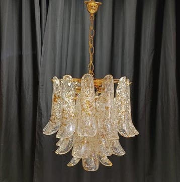 Lustre - iridescent - Verre de Murano - 5 lumières, Antiquités & Art