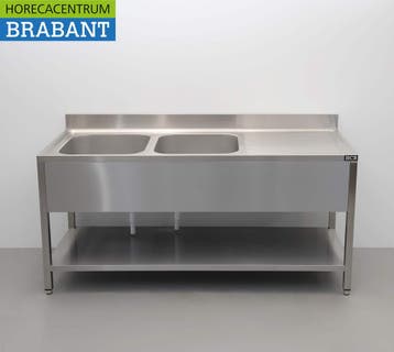 HCB RVS Spoeltafel dubbele spoelbakken Premium-line Gelast, Ophalen of Verzenden