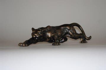 Sculpture, Leopard panther - 14 cm - Fer
