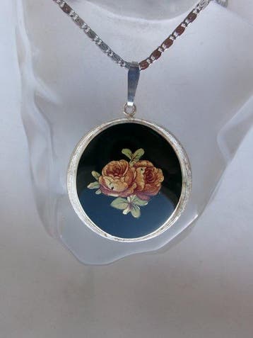 Argent, émail - Collier avec pendentif - Art Nouveau