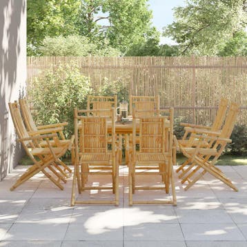 vidaXL Opklapbare stoelen, 8 stuks, 53x66x99 cm, bamboe, Verzenden, Nieuw