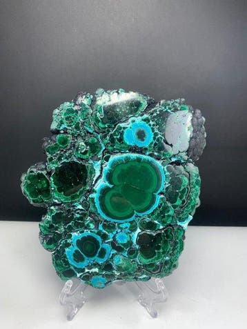 Malachite naturelle avec chrysocolle Slice avec socle