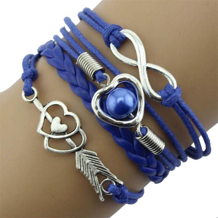 Fako Bijoux - Multi Armband - Infinity Hart Cupido - Blauw, Handtassen en Accessoires, Armbanden, Verzenden