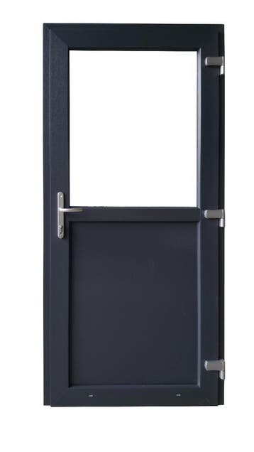 Deur antraciet 1/2 glas Basic Plus b98 x h204 cm L, 80 tot 100 cm, Nieuw, Ophalen of Verzenden, Buitendeur