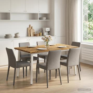 vidaXL Eettafel met levendige rand 140 x 90 x 75 cm Wit, Huis en Inrichting, Verzenden, Nieuw