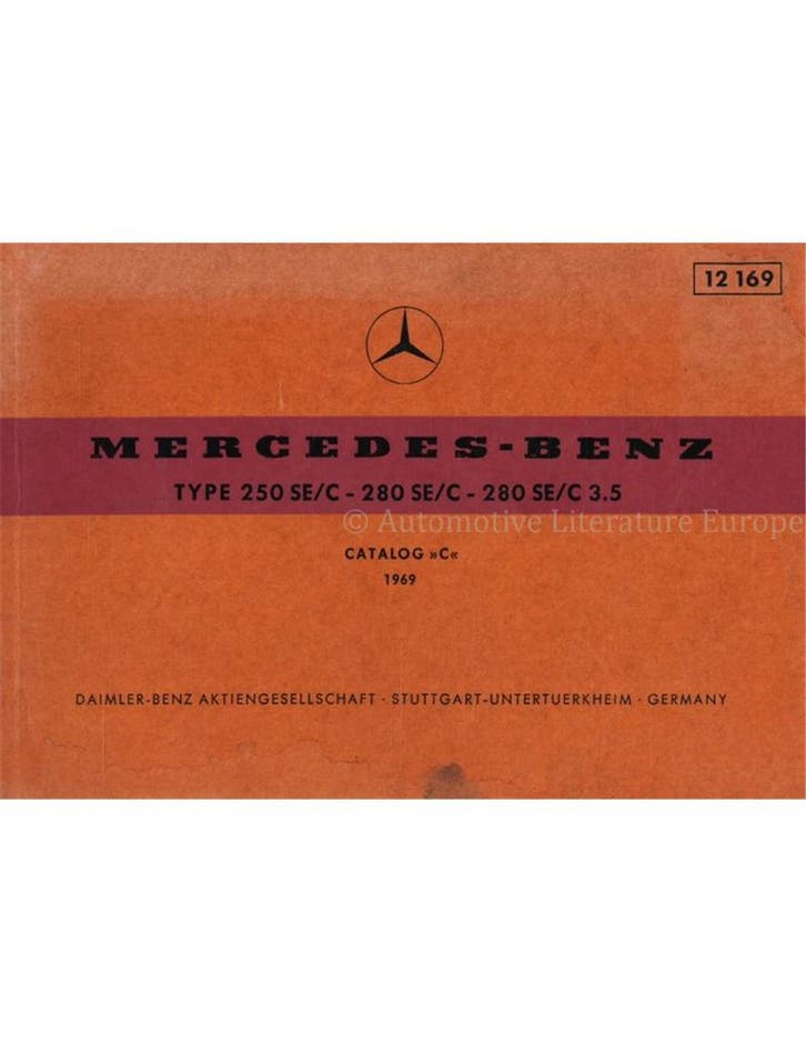 1969 MERCEDES BENZ S KLASSE ONDERDELENHANDBOEK, Auto diversen, Handleidingen en Instructieboekjes