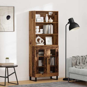 vidaXL Highboard 2 st Oudhout 69,5 x 34 x 180 cm Bewerkt, Verzenden, Nieuw