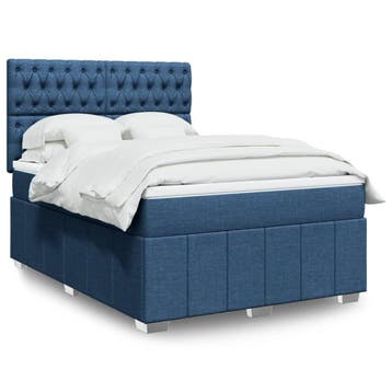 vidaXL Boxspring met matras stof blauw 160x200 cm, Verzenden, Nieuw