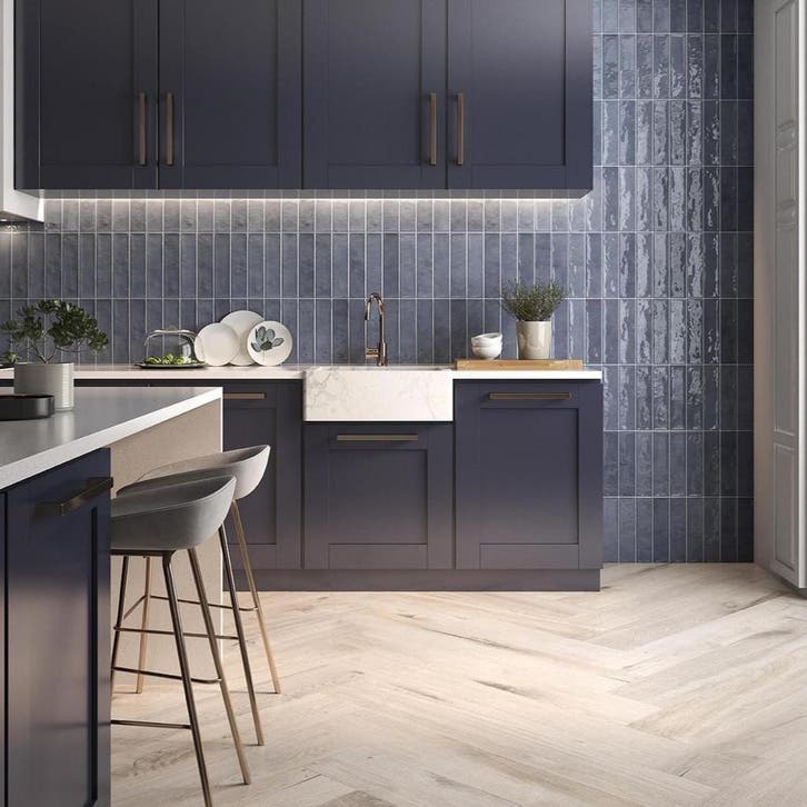 Wandtegel Villeroy Ele Blu Blauw Glans 7,5x30 (Muurtegels), Bricolage & Construction, Dalles & Carrelages, Enlèvement ou Envoi
