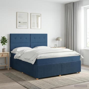 vidaXL Boxspringbed met matras met hoofdeinde Blauw 160 x, Verzenden, Nieuw