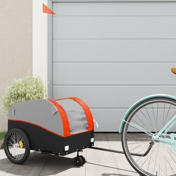 vidaXL Fietstrailer 30 kg ijzer zwart en oranje, Verzenden, Nieuw