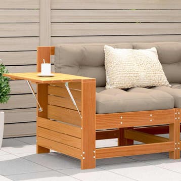vidaXL Tuinbank met armleuning en klaptafel grenenhout, Verzenden