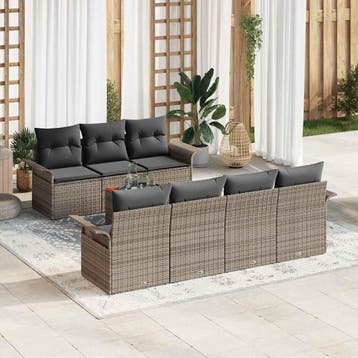 vidaXL Tuinbank Set 8 st 7-Aantal zitplaatsen Grijs poly, Verzenden, Nieuw