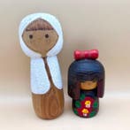 2-delige vintage kokeshi: Issetsu “Snow Child” & Tomiyama