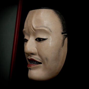 Signed Japan Wooden Noh Mask of KANTAN-OTOKO   (with