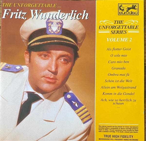Fritz Wunderlich - The Unforgettable ... - Volume 2, CD & DVD, CD | Pop, Envoi
