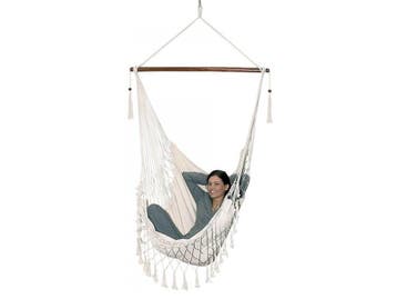Hangstoel Wit katoen | Tweede kansje | OP = OP!, Jardin & Terrasse, Chaises de jardin, Verzenden