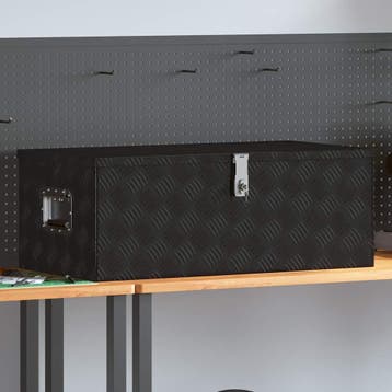 vidaXL Opbergbox 90x47x33,5 cm aluminium zwart, Verzenden