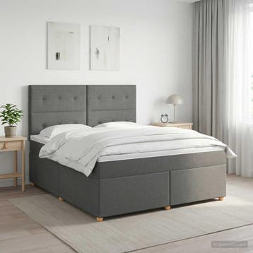 vidaXL Boxspringbed met matras Donkergrijs 140 x 190 cm Stof, Verzenden, Nieuw