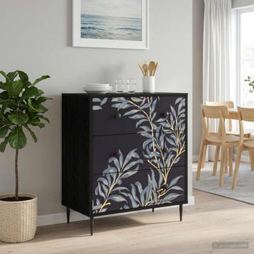 vidaXL Ladekast DOKKUM Blauwe varenprint 66 x 36,5 x 76 cm, Verzenden
