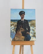 Siert Dallinga (1954) - Politieman in duin met hond, Antiek en Kunst