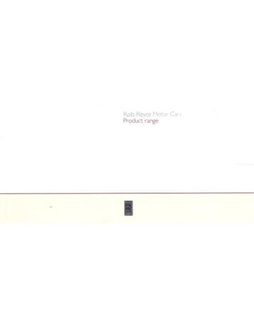 2012 ROLLS ROYCE PRODUCT PROGRAMMA BROCHURE ENGELS