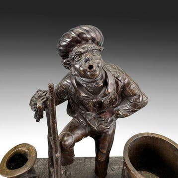 Zwaar bronzen inktstel - - Inktpot - Gepatineerd brons