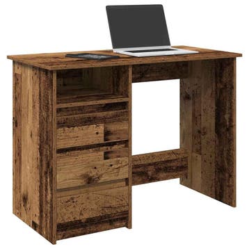 vidaXL Bureau 102x50x75 cm bewerkt hout oud houtkleurig, Verzenden