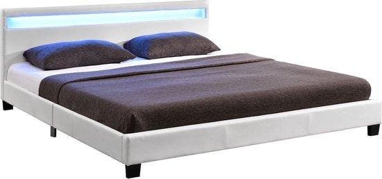 2dekans | Juskys Gestoffeerd bed Paris - 140 x 200 cm - Wit, Maison & Meubles, Chambre à coucher | Linge de lit, Enlèvement ou Envoi