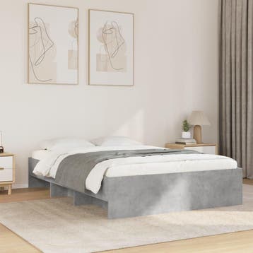 vidaXL Bedframe bewerkt hout betongrijs 140x190 cm, Verzenden, Nieuw