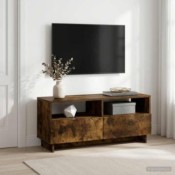 vidaXL Tv-meubel 90 x 34.5 x 40 cm Gerookt eiken Bewerkt, Maison & Meubles, Armoires | Mobilier de télévision, Verzenden