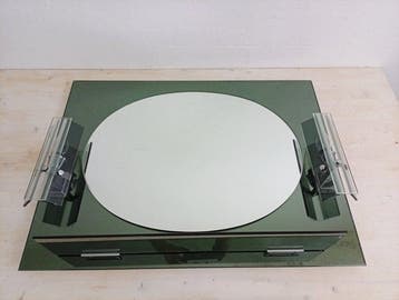 Miroir mural - Verre, Acier - 76 x 56 cm avec applique E14