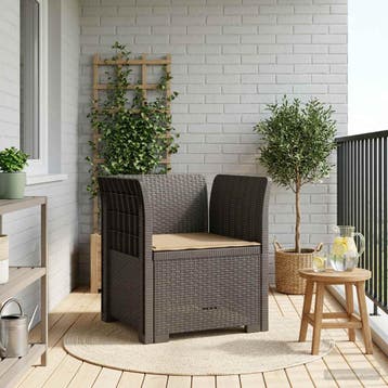 vidaXL Eén-zits Fauteuil met Kussen Rieten Look PP, Verzenden, Nieuw