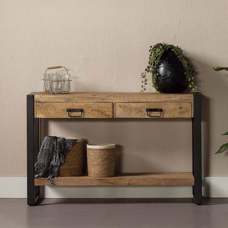 Mangohout Sidetable Britt 120 cm, Huis en Inrichting, Tafels | Sidetables, Nieuw, Overige houtsoorten, Verzenden