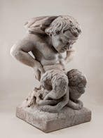 Sculpture, Piedistallo con Tritone - 28 cm - Plâtre, Antiquités & Art