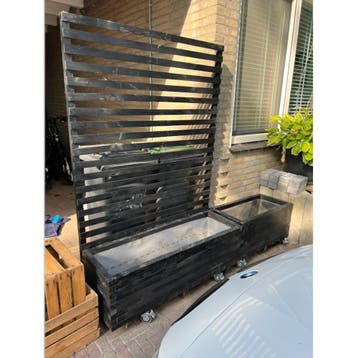 Grote houten plantenbak met klimrek 100x40x36x(176) cm, Verzenden, Nieuw, Balkon, 60 tot 100 cm