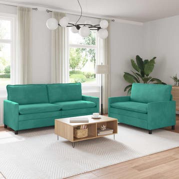 vidaXL bank / zetelstel 2 st Turquoise Fluweel, Verzenden, Nieuw