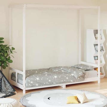 vidaXL Kinderbedframe 80x200 cm massief grenenhout wit, Verzenden