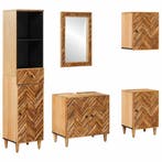 vidaXL Badkamerkast set met lade met opslag 5 pcs Massief, Verzenden, Nieuw
