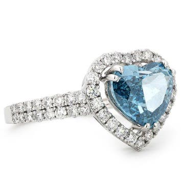 Anneau de mariage - 14 carats Or blanc - 2.77ct. tw. Bleu