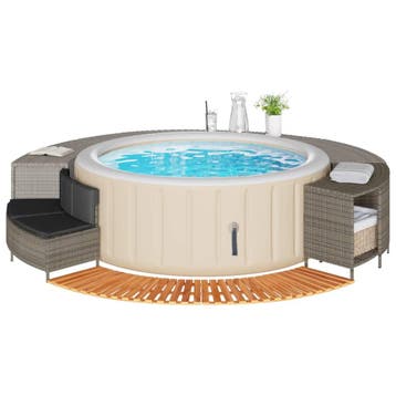 vidaXL Hottub-ombouw poly rattan massief acaciahout grijs, Verzenden